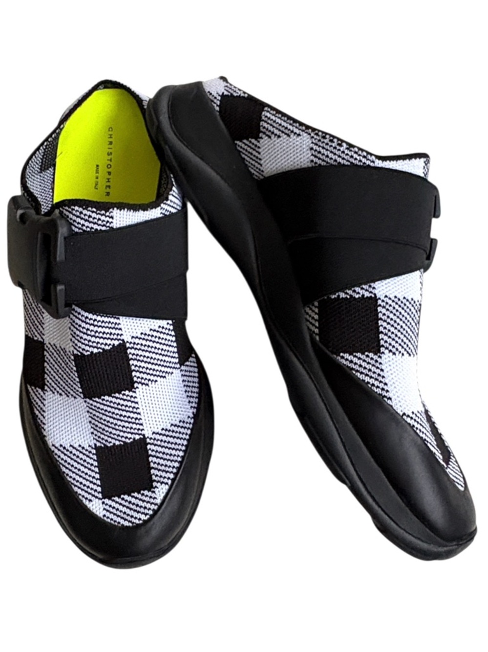 EUC Christopher Kane Gingham Check Buckle Slip-On Mule Sneakers Size